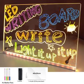 Tableau à Dessin LED coloré avec 4 stylos 30x20cm – لوحة مضيئة للرسم والتلوين