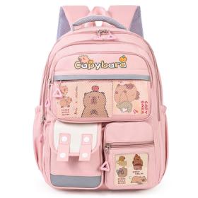 Sac à Dos Enfant Kawaii Capybara Rose – حقيبة ظهر للأطفال وردي