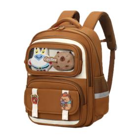 Sac à Dos Enfant Ludique avec Plusieurs Compartiment et un Peluche LM-5122 Marron – حقيبة ظهر للأطفال بني