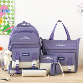 Ensemble de sacs d’école Kawai pour adolescents 5Pcs Bieyoumi Fashion Mauve – محفظة 5 قطع كاواي بنفسجي