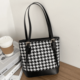 Sacs à bandoulière pied-de-poule Vintage pour femmes grande capacité