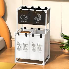 Grand Panier à Linge 4 Compartiments pour Ranger les Vêtements – سلة تجميع الملابس حجم كبير