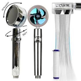 Pommeau de Douche avec Ventilateur Économie pour Salle de Bains Débit 360 Degrés Rotation