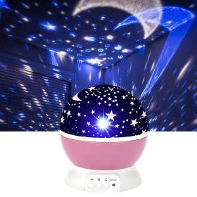 Projecteur LED rotatif produisant l’image d’un ciel étoilé, idéal pour la chambre d’un enfant