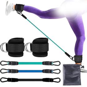 Bandes de résistance pour les jambes avec sangle de cheville 5Pcs – طقم أشرطة تدريب قابلة للتمدد