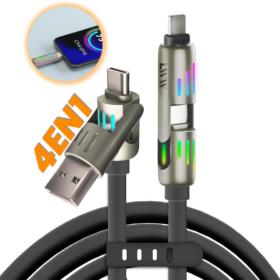 Câble de charge multifonction 4 en 1 USB C, A et Lightning 240W – كابل شحن متعدد الرؤوس