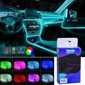 Bande lumineuse Fiber optique Led fluo RGB USB pour intérieur de voiture