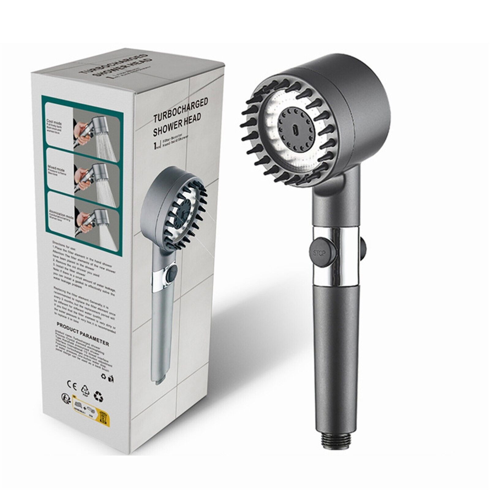 Pommeau de douche haute pression réglable avec filtre, 3 modes, économie d'eau - الصورة 3