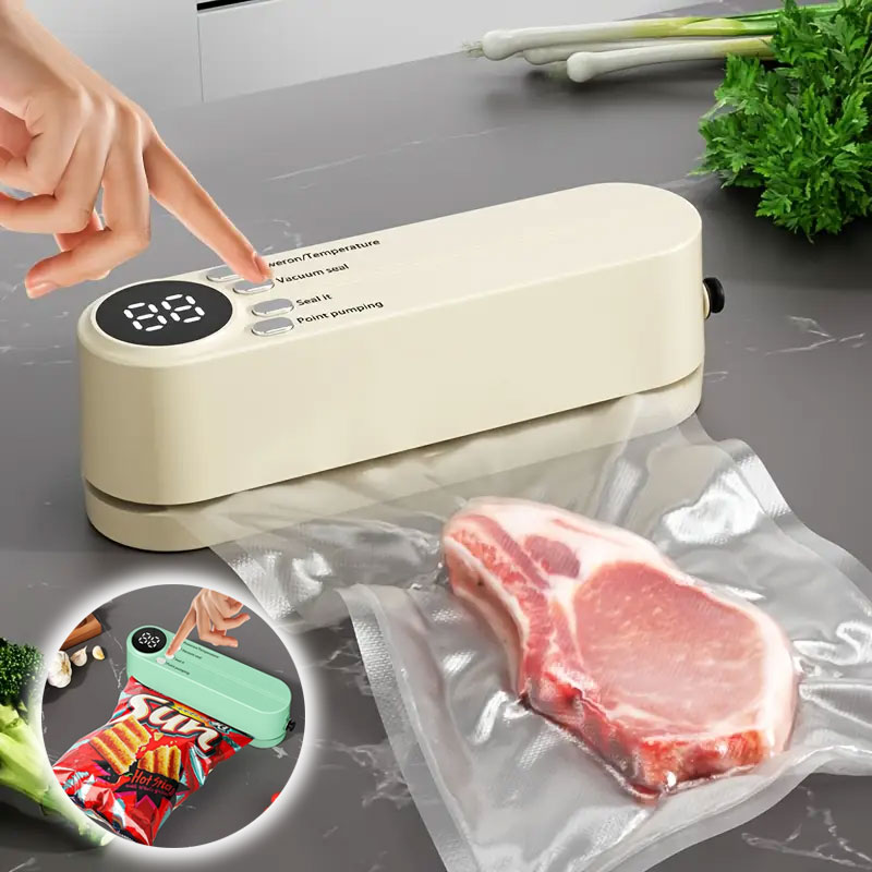 Mini scelleuse sous vide et Extracteur d'air portable 60 kPa avec 3 niveaux de température - جهاز تفريغ الهواء وغلق الأكياس - الصورة 2