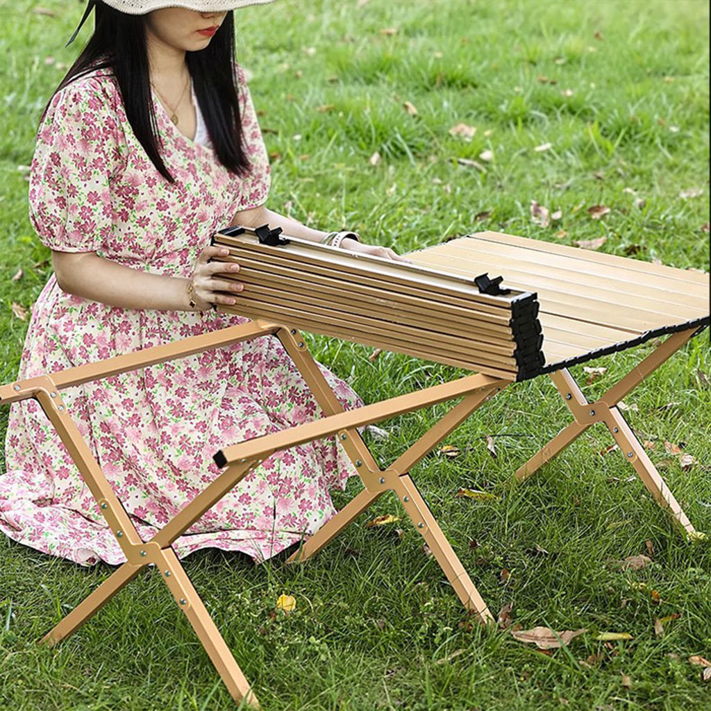 Table de Camping Pliante en Aluminium avec Design Grain de Bois - طاولة تخييم ألمنيوم قابلة للطي بتصميم خشبي - الصورة 15