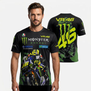 T-shirt Monster Energy Yamaha Edition VR46 MotoGP - قميص رياضي نسخة الأسطورة فالنتينو روسي الرسمي
