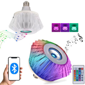 Ampoule musicale LED haut-parleur intégré Crystal Avec Bluetooth et télécommande 24W