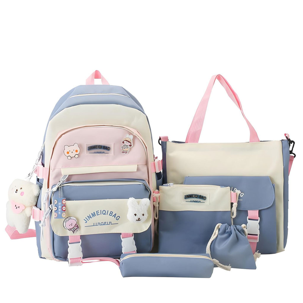 Ensemble de sacs d’école Kawai pour adolescents 5Pcs Xin Pin Shang Beige – محفظة 5 قطع كاواي بيج - الصورة 8