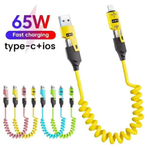 Câble USB 4en1 à Ressort Fast Charge 65 W - كابل شحن سريع