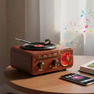 Haut Parleur et Radio tourne-disque vintage Bluetooth Sans Fil - مكبر صوت بلوتوث على شكل راديو