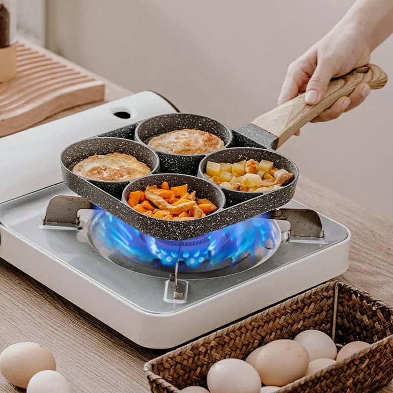 Poêle à crêpes et oeufs avec 4 trous en aluminium antiadhésive - الصورة 3